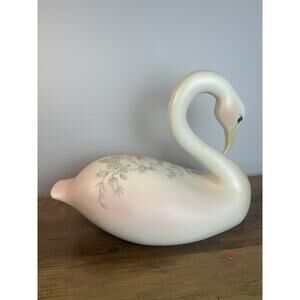 Vintage Kathy Worth Swan Planter Floral Pastel Art Pottery Decor